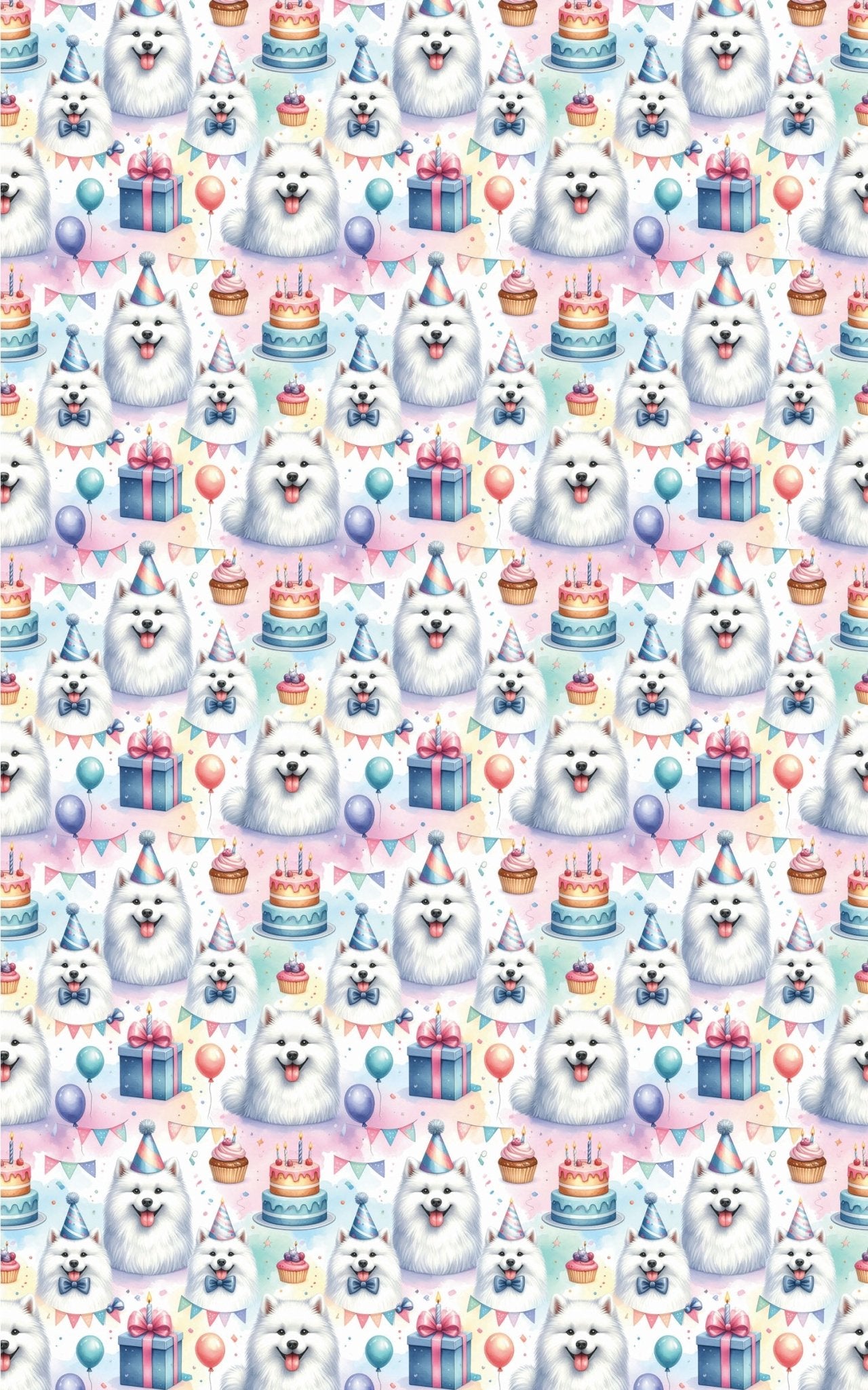 Birthday Celebration Samoyeds Wrapping Paper - London Penny Gift Wrap