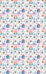 Birthday Celebration Samoyeds Wrapping Paper - London Penny Gift Wrap
