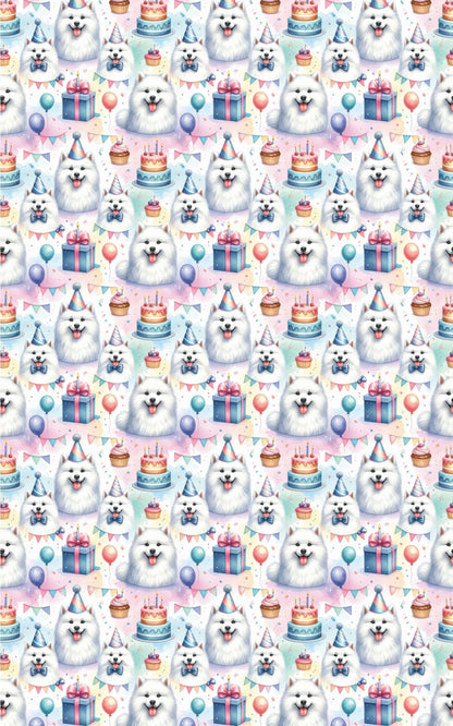 Birthday Celebration Samoyeds Wrapping Paper - London Penny Gift Wrap