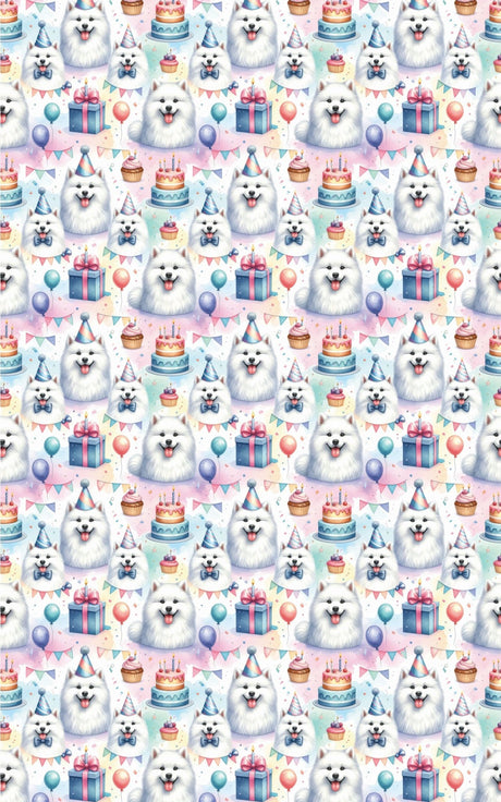 Birthday Celebration Samoyeds Wrapping Paper - London Penny Gift Wrap