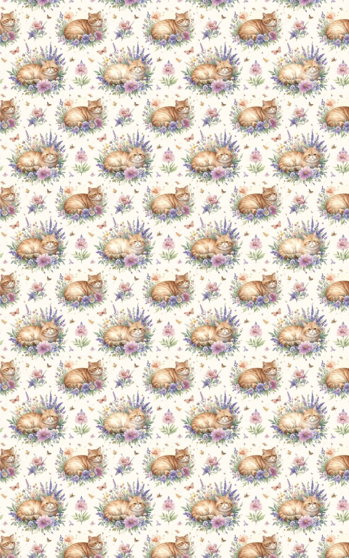 Cats & Floral Cottage (Exotic Shorthair) Wrapping Paper - London Penny Gift Wrap