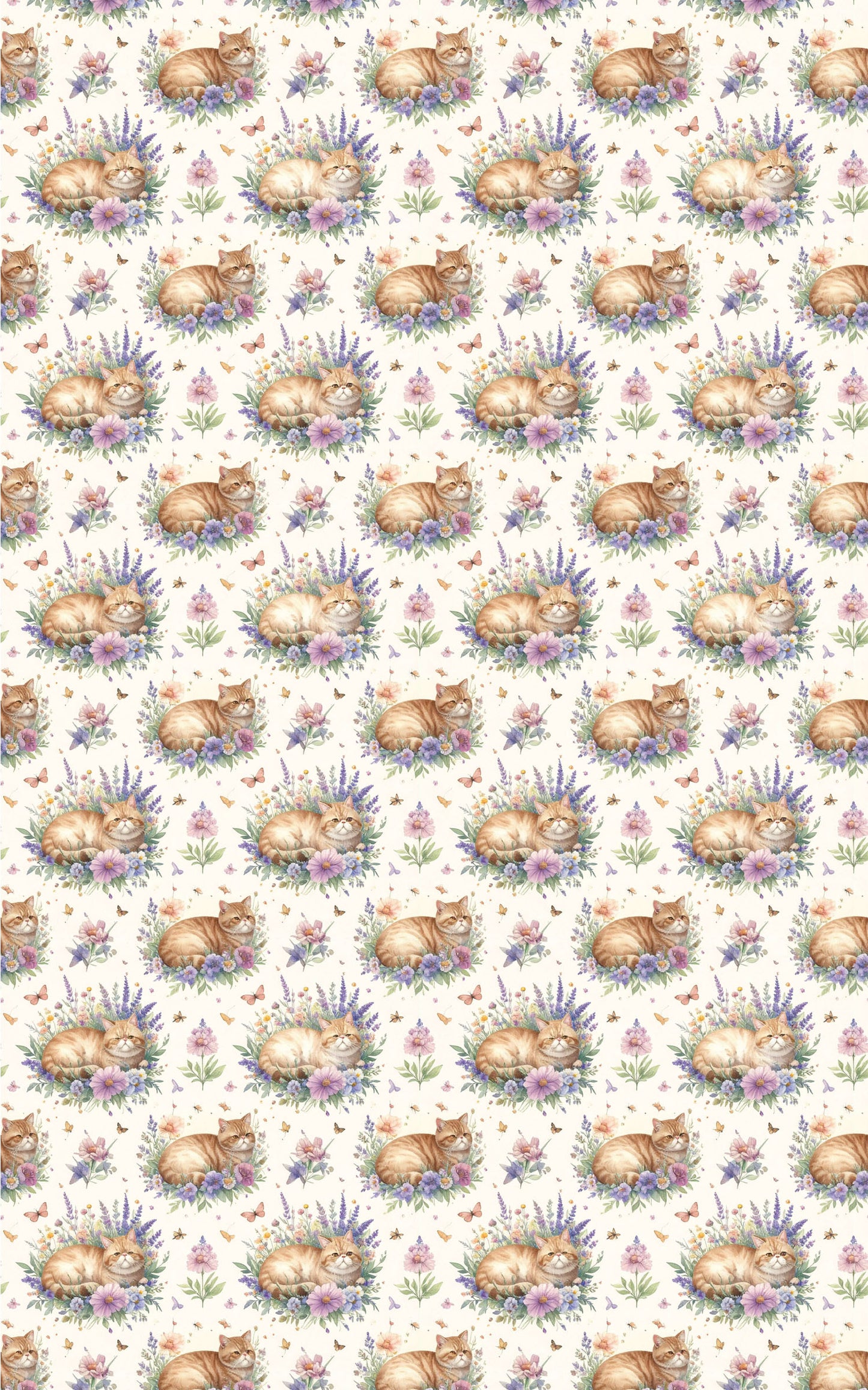 Cats & Floral Cottage (Exotic Shorthair) Wrapping Paper