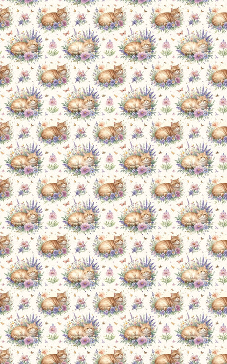 Cats & Floral Cottage (Exotic Shorthair) Wrapping Paper - London Penny Gift Wrap
