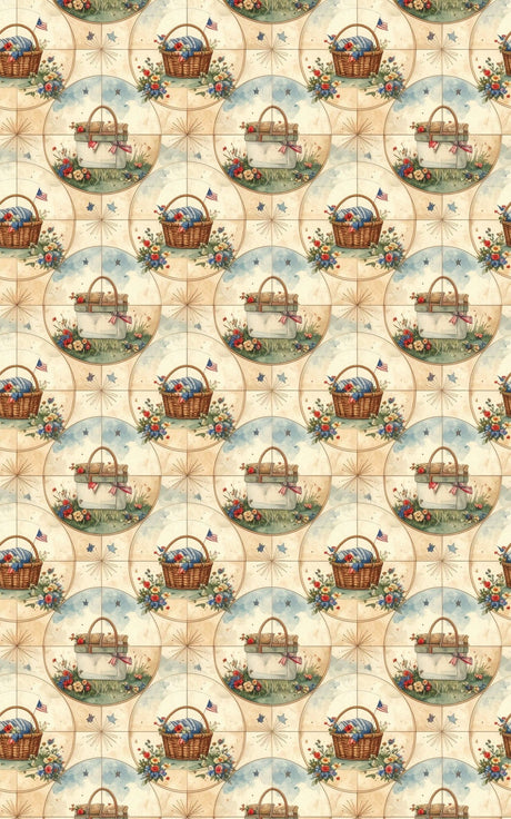 Star-Spangled Picnic Medallions Wrapping Paper - London Penny Gift Wrap