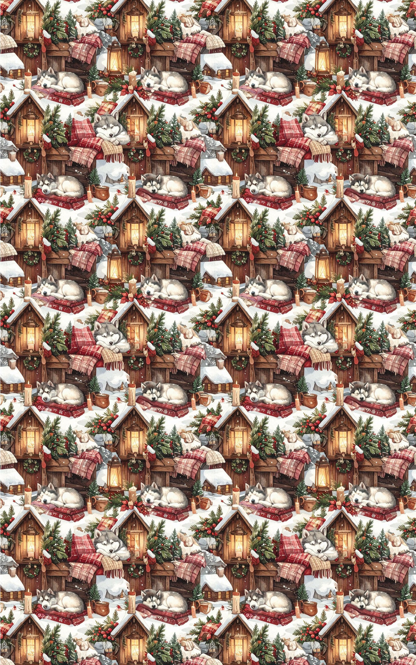 Cozy Cabin Christmas (Alaskan Husky) Wrapping Paper