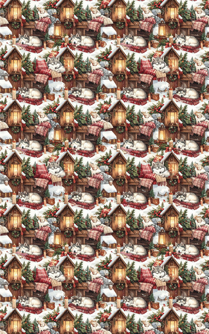 Cozy Cabin Christmas (Alaskan Husky) Wrapping Paper