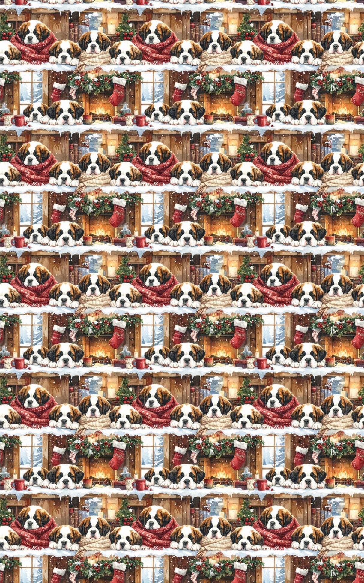 Cozy Cabin Christmas (St. Bernard) Glossy Wrapping Paper - London Penny Gift Wrap