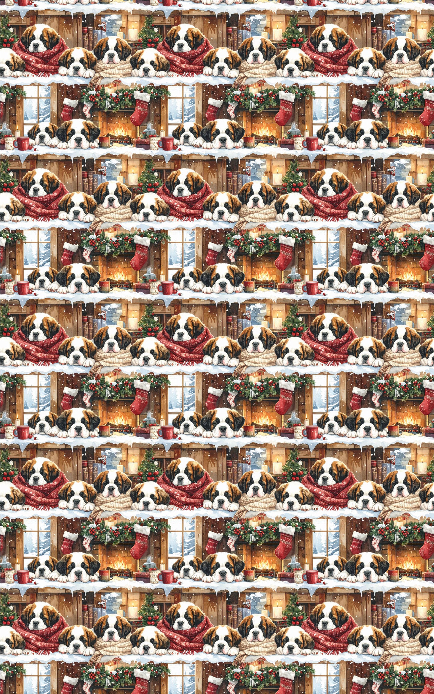 Cozy Cabin Christmas (St. Bernard) Glossy Wrapping Paper