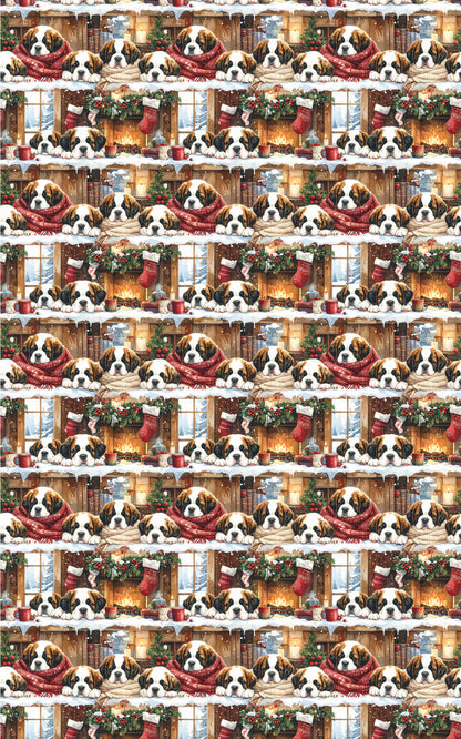 Cozy Cabin Christmas (St. Bernard) Glossy Wrapping Paper