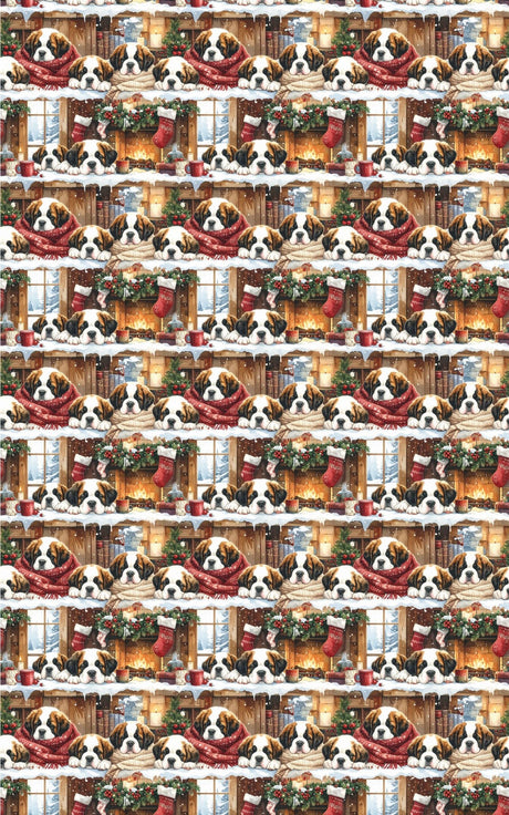 Cozy Cabin Christmas (St. Bernard) Glossy Wrapping Paper - London Penny Gift Wrap