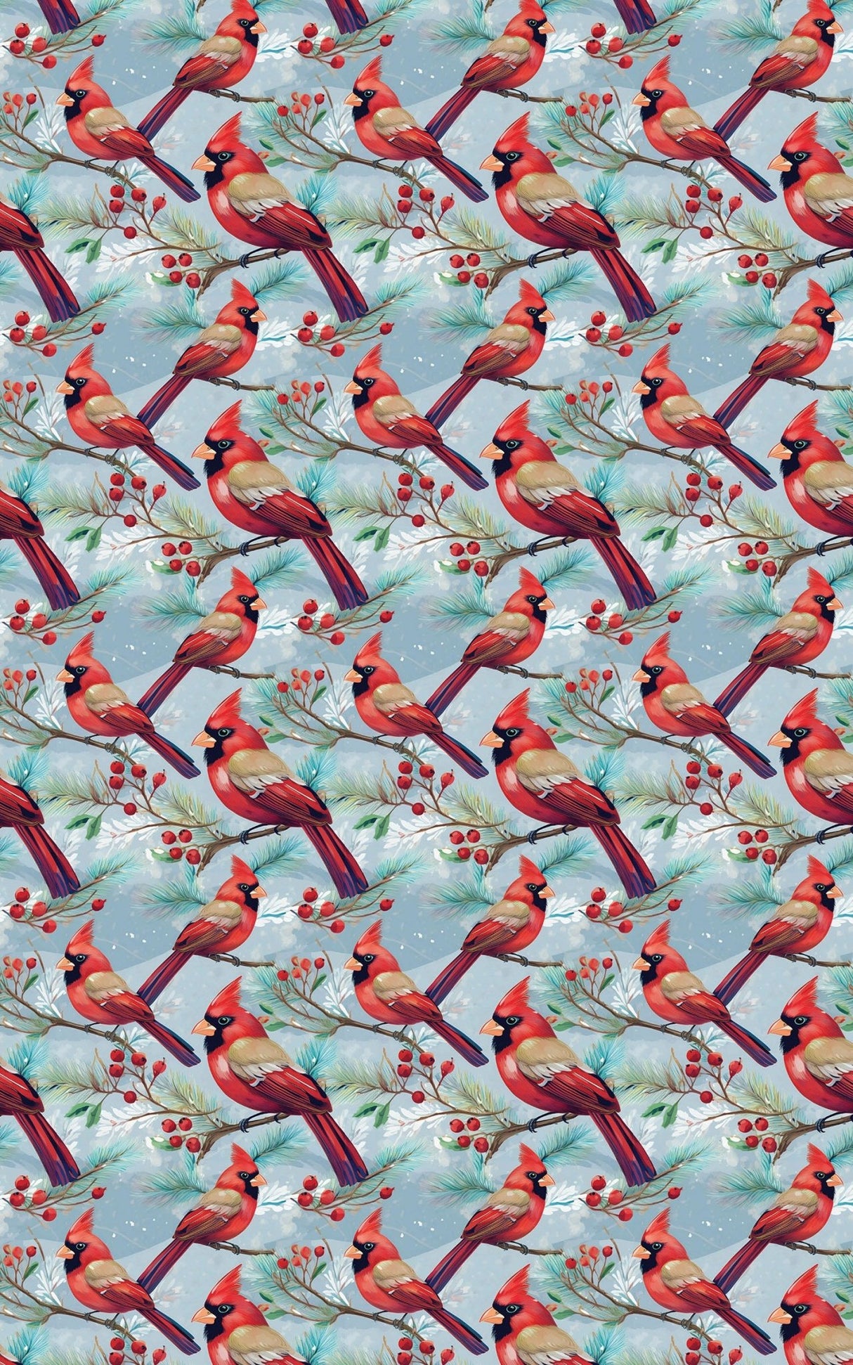 Holly & Pine Cardinal - London Penny Gift Wrap