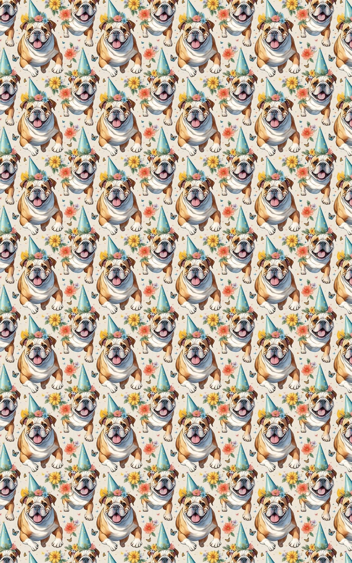 English Bulldog Garden Party - London Penny Gift Wrap
