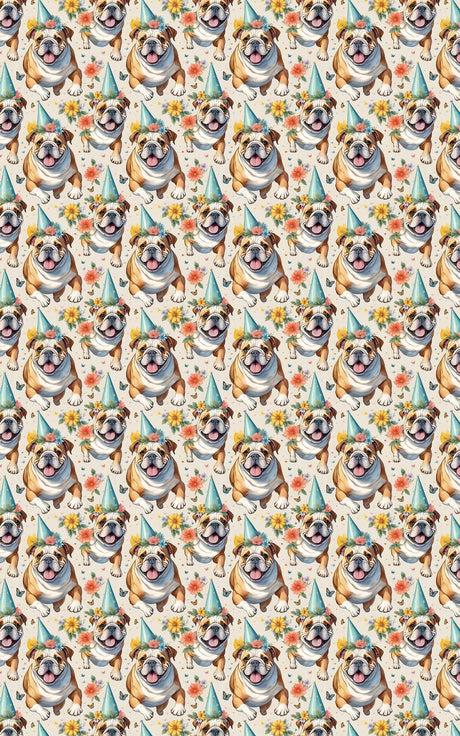 English Bulldog Garden Party - London Penny Gift Wrap