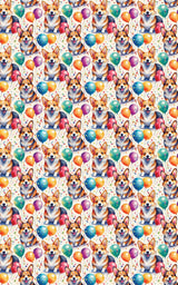 Corgi Birthday Balloons - London Penny Gift Wrap