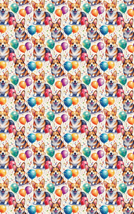 Corgi Birthday Balloons - London Penny Gift Wrap