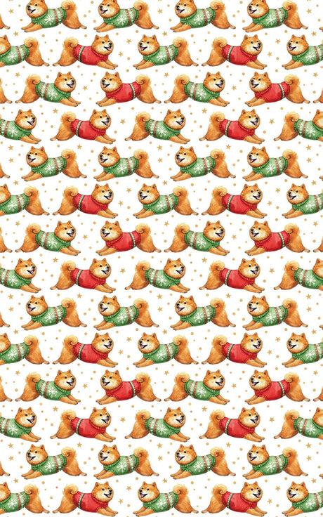 Shiba in Holiday Motion - London Penny Gift Wrap