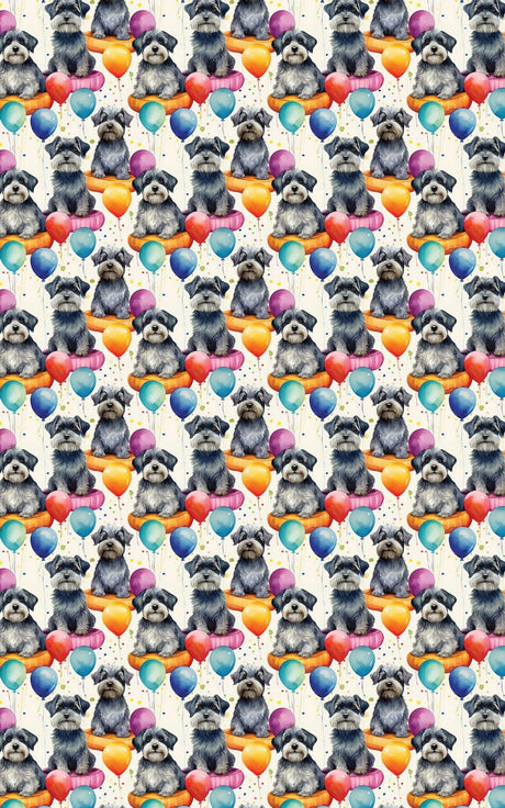 Mini Schnauzer Birthday Balloons - London Penny Gift Wrap