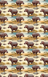 Safari Stroll: Hippopotamus - London Penny Gift Wrap