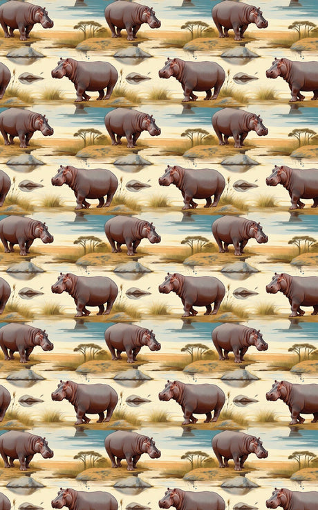 Safari Stroll: Hippopotamus - London Penny Gift Wrap