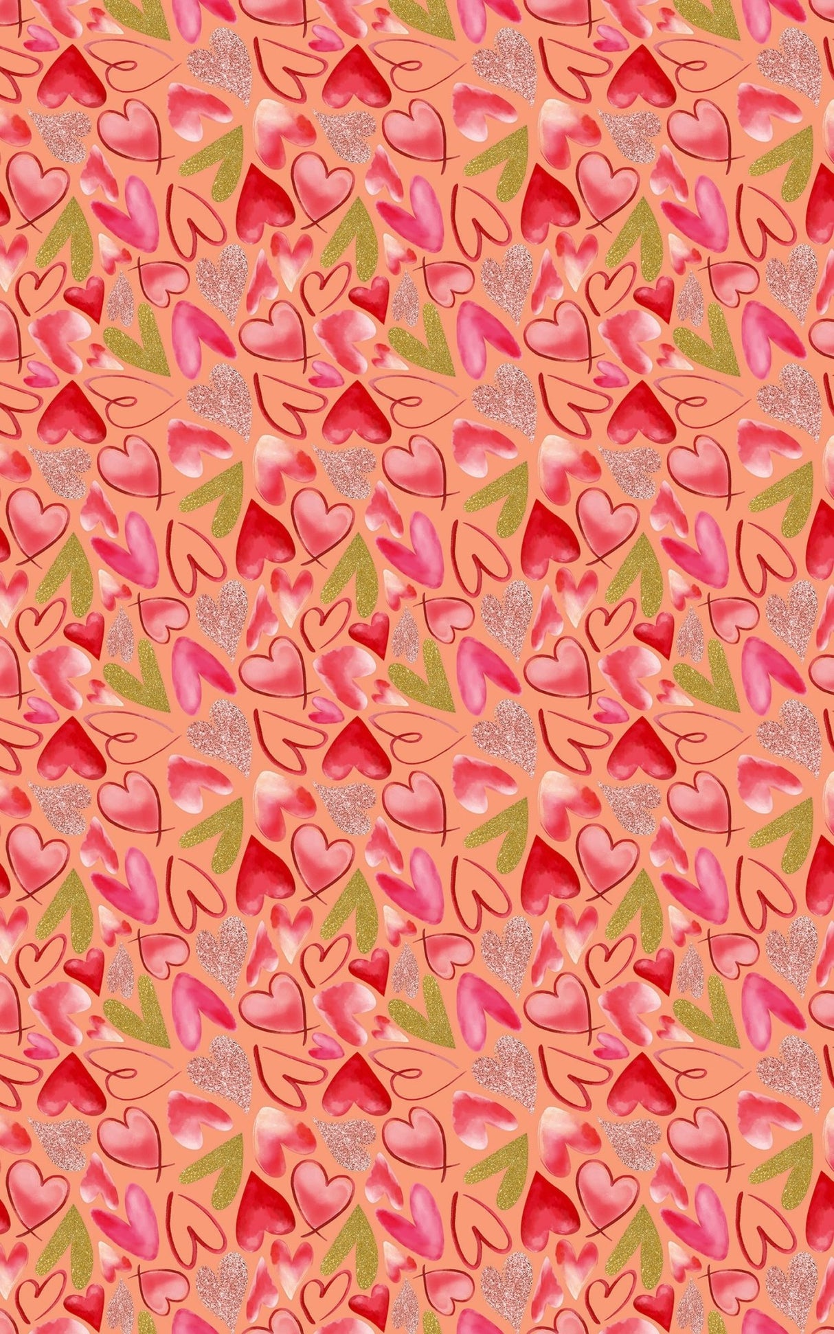 Mixed Hearts Light Salmon - London Penny Gift Wrap