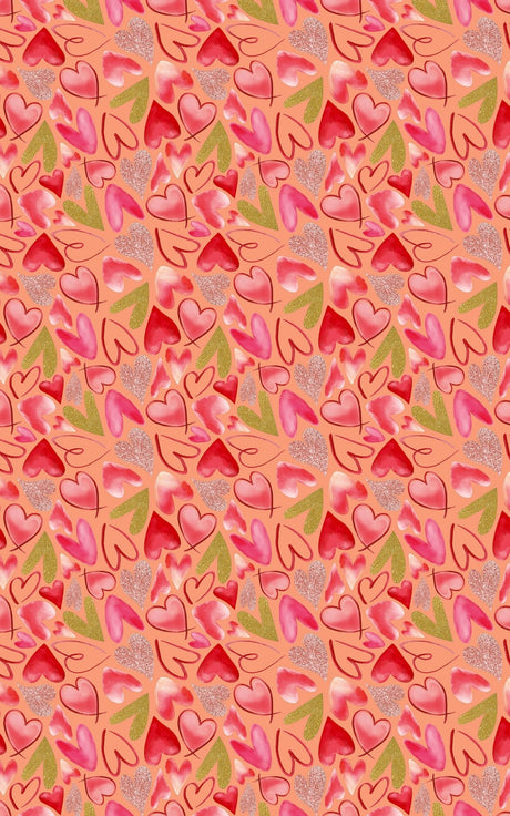 Mixed Hearts Light Salmon - London Penny Gift Wrap