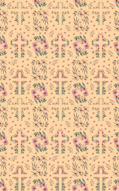 Easter Floral Cross - Orange Cream