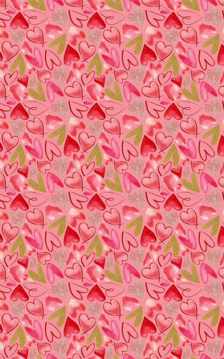Mixed Hearts Pink - London Penny Gift Wrap