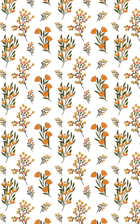 Orange Wild Flowers - London Penny Gift Wrap