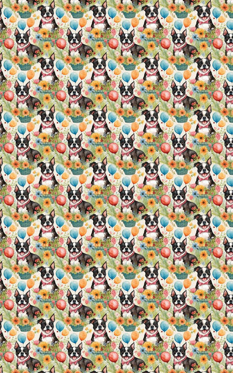 Boston Terrier Garden Party - London Penny Gift Wrap
