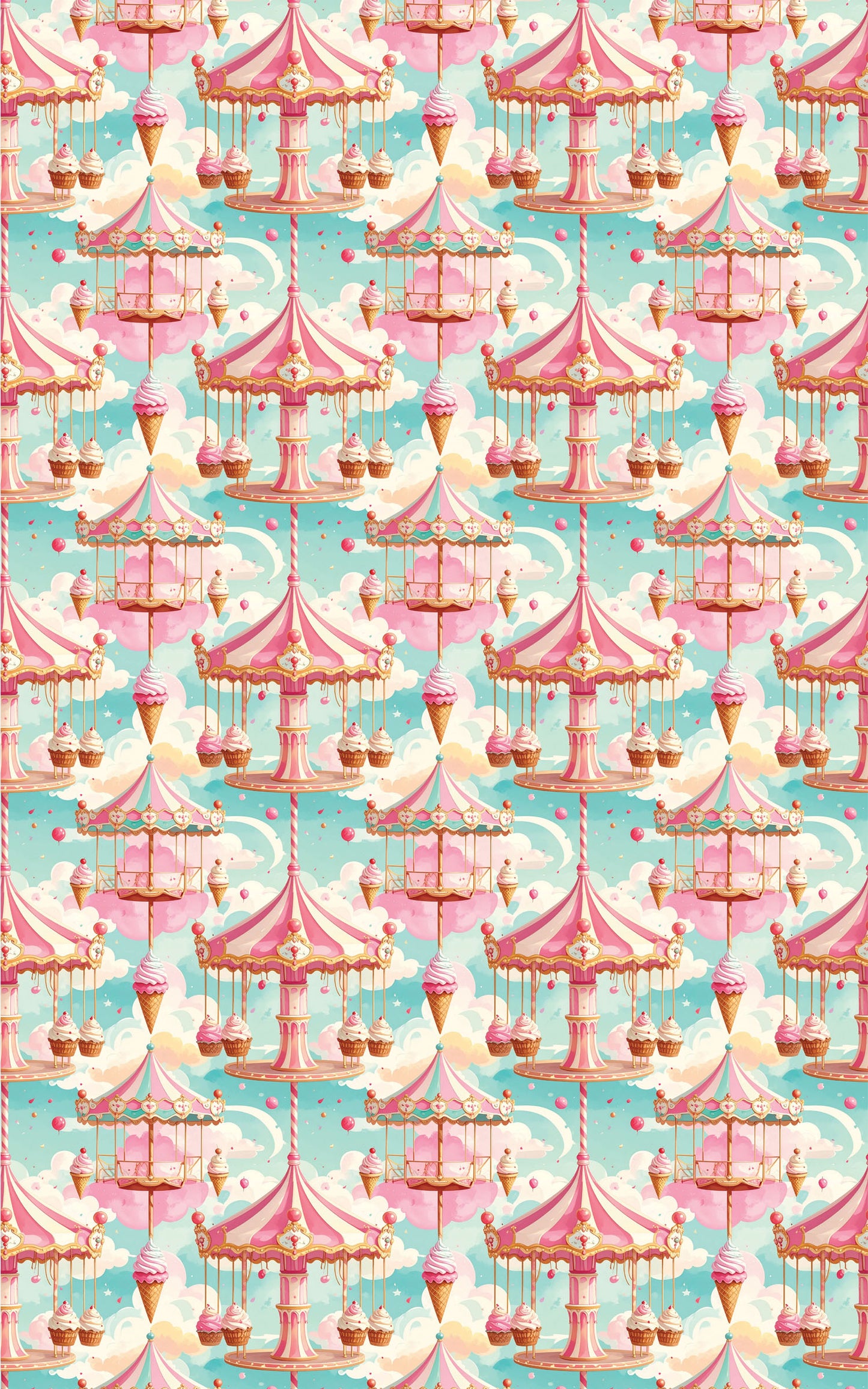 Ice Cream Carousel Wrapping Paper