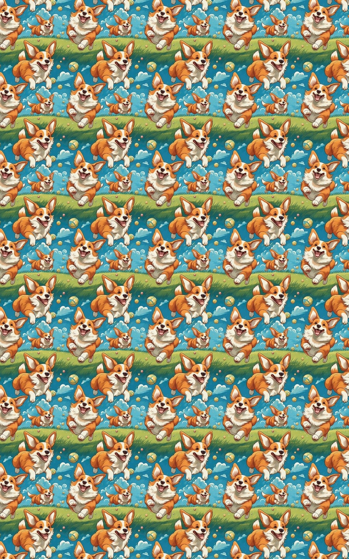 Bounce & Bounding Corgis - London Penny Gift Wrap