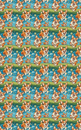 Bounce & Bounding Corgis - London Penny Gift Wrap