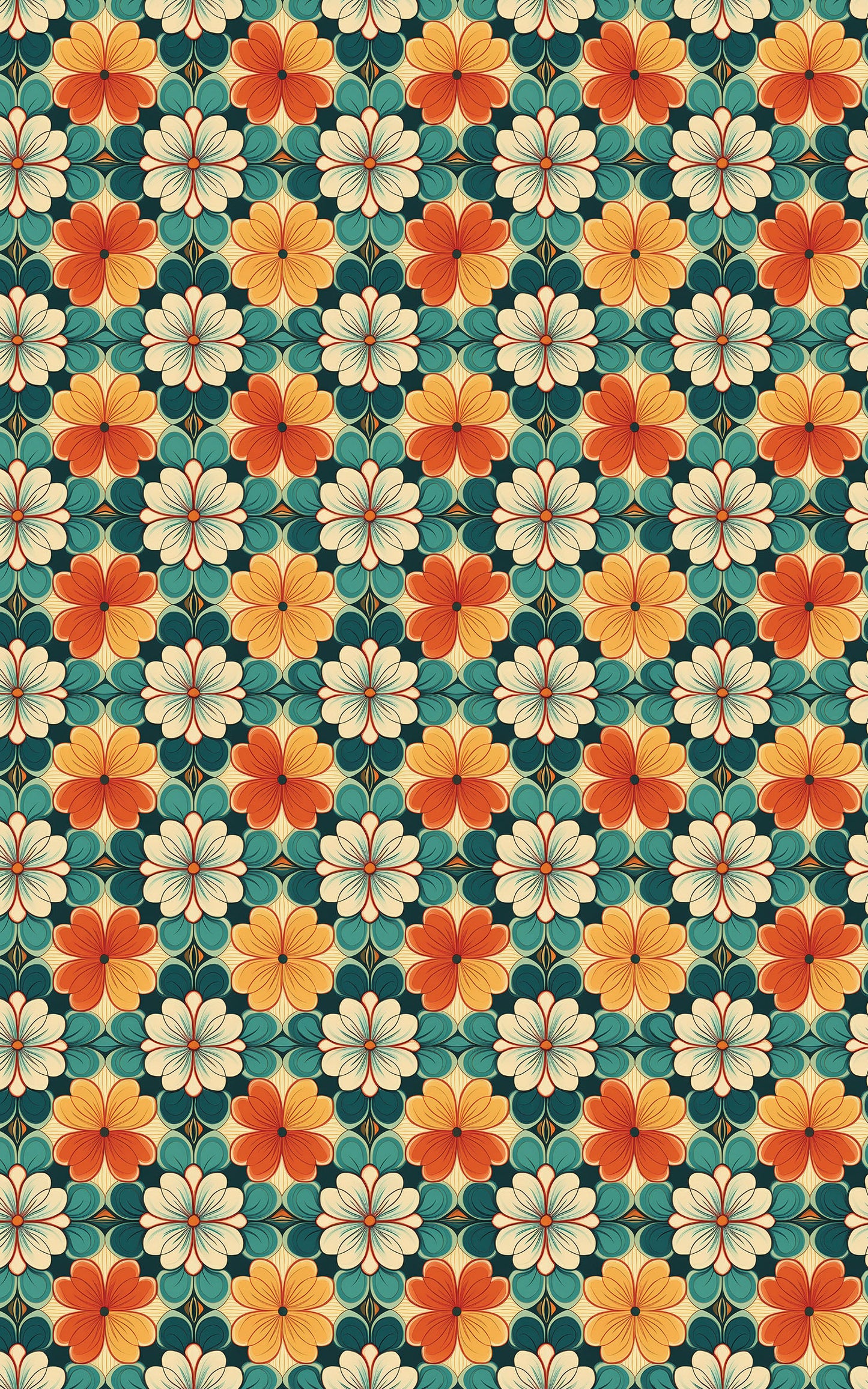 Retro Floral Grid