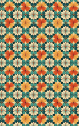 Retro Floral Grid - London Penny Gift Wrap