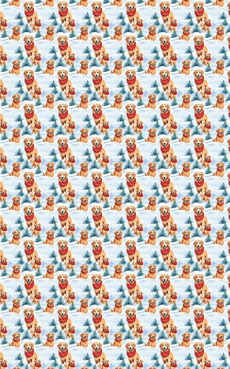 Snowbound Goldens - London Penny Gift Wrap
