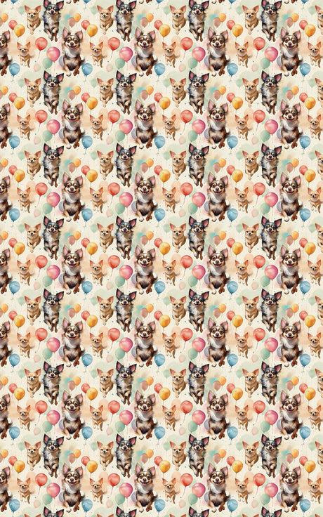 Chihuahua Birthday Balloons - London Penny Gift Wrap