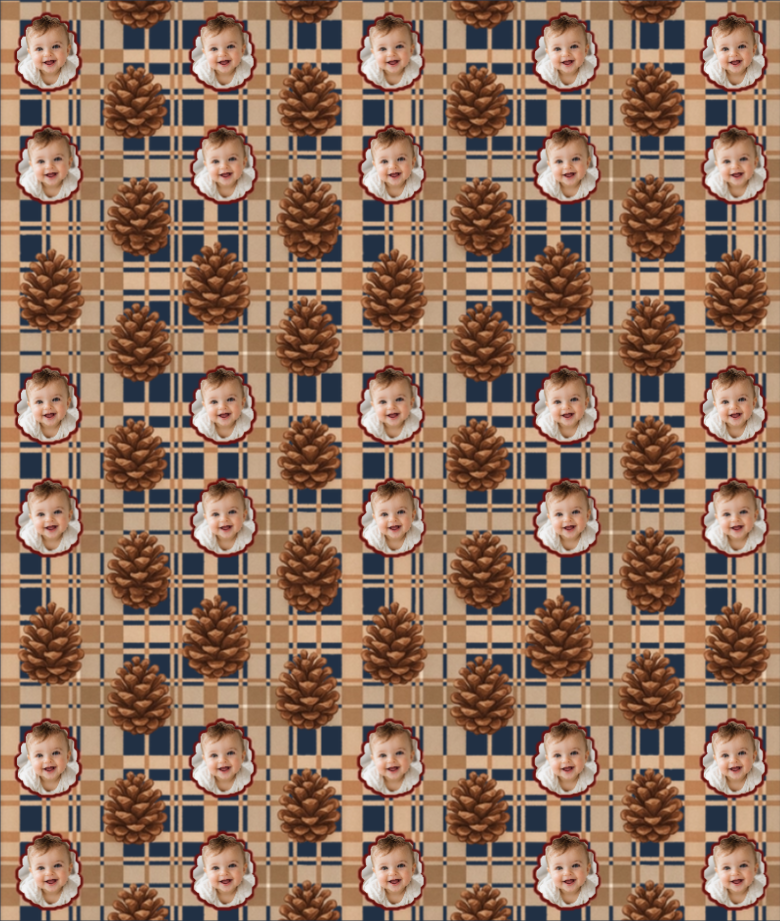 Personalized Plaid & Pinecones Wrapping Paper | Custom Gift Wrap
