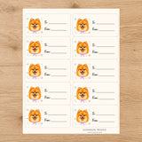 Pomeranian Paws & Bows Gift Tag Sticker Sheet