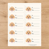 Poodle Paws & Bows Gift Tag Sticker Sheet