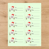 Poodle Santa Paws Gift Tag Sticker Sheet