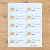 Poodle Pawprint Wishes Gift Tag Sticker Sheet