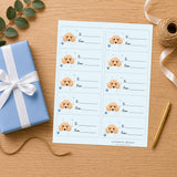 Poodle Pawprint Wishes Gift Tag Sticker Sheet