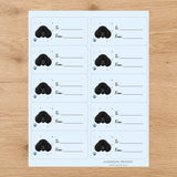 Poodle Pawprint Wishes Gift Tag Sticker Sheet