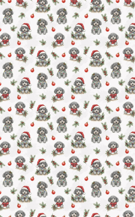 Holiday Poodle Sparkle - London Penny Gift Wrap