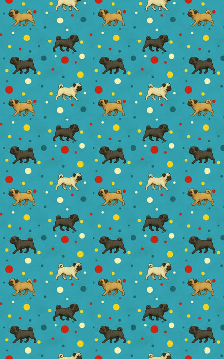 Pug Parade Polka - London Penny Gift Wrap