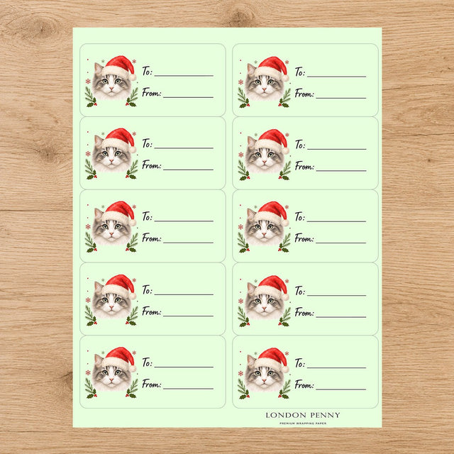 Ragamuffin Santa Paws Gift Tag Sticker Sheet - London Penny Gift Wrap