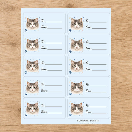 Ragamuffin Pawprint Wished Gift Tag Sticker Sheet - London Penny Gift Wrap