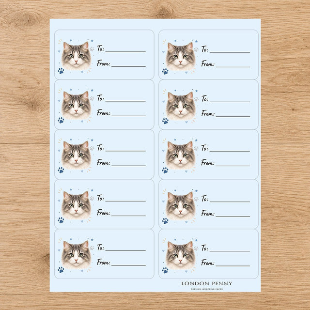 Ragamuffin Pawprint Wished Gift Tag Sticker Sheet - London Penny Gift Wrap