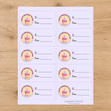 Retro Birthday Cake Gift Tag Sticker Sheet