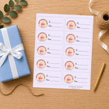 Retro Birthday Cake Gift Tag Sticker Sheet